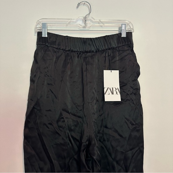 New ZARA SATIN EFFECT TROUSERS PANTS black - Picture 8 of 8